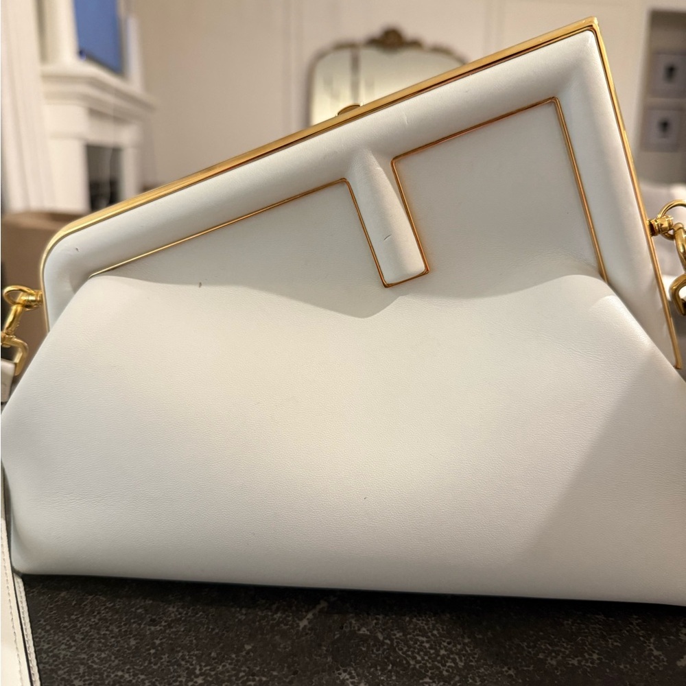 The Elegant Fendi First Small – Light Ivory Nappa Leather